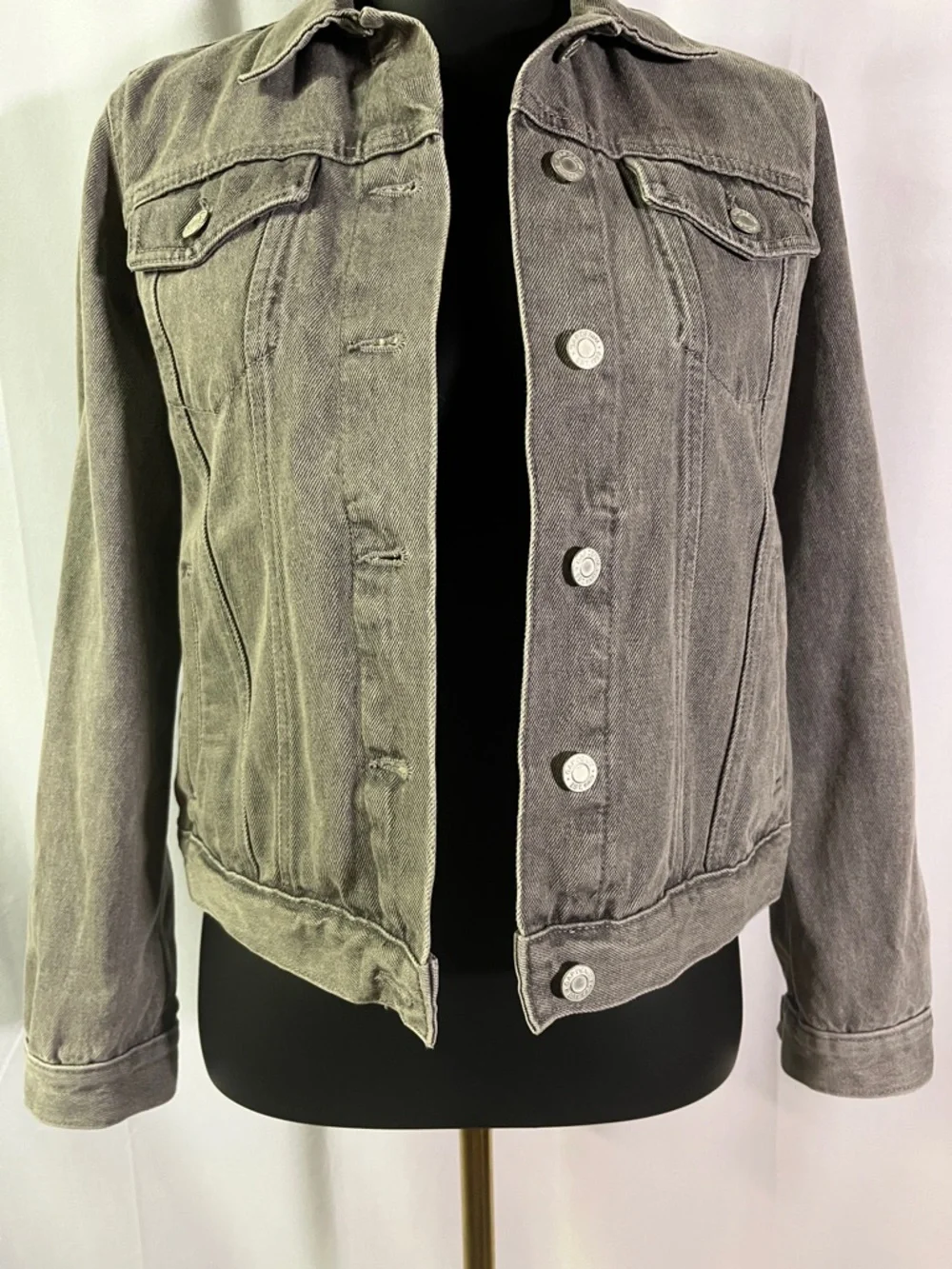 Gap Washed Grey Icon Cropped Denim Jacket - Picture 7 of 16